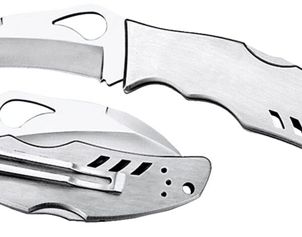 Spyderco BY07P Byrd Crossbill 3.50″ Folding Hawkbill Plain 8Cr13MoV SS Blade, Stainless Steel Handle Includes Pocket Clip