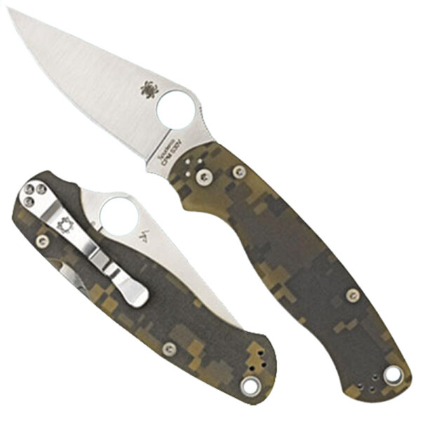 Spyderco C81GPCMO2 Para Military 2 3.45″ Folding Drop Point Plain CPM S45VN SS Blade Camo G10 Handle Includes Pocket Clip