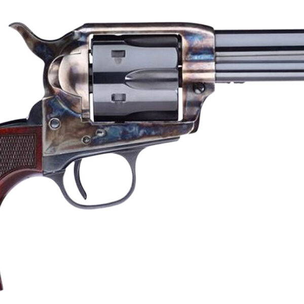 Taylors & Company 556201DE Short Stroke Smoke Wagon 45 Colt (LC) 6rd 4.75″ Blued Cylinder & Barrel Color Case Hardened Steel Frame Checkered Walnut Navy Size Grip (Taylor Tuned)