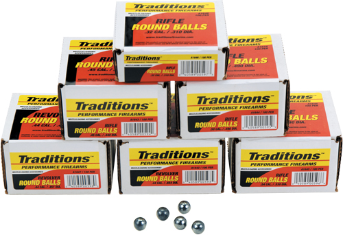 TRADITIONS BULLETS REVOLVER – ROUNDBALL 44CAL .4516 100PK