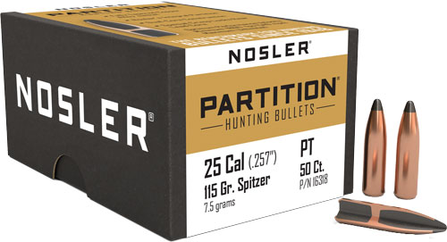 NOSLER BULLETS 25 CAL .257 – 115GR PARTITION 50CT