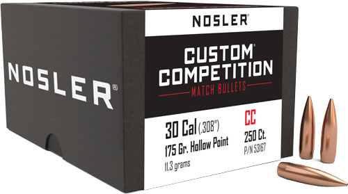 NOSLER BULLETS 30 CAL .308 – 175GR HP-BT CUSTOM COMP. 250C