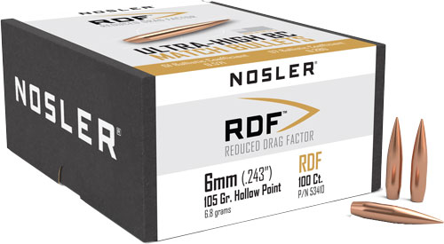 NOSLER BULLETS 6MM .243 – 105GR RDF HPBT 100CT