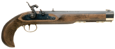 TRADITIONS KENTUCKY PISTOL 50 – CAL PERCUSSION 10″ BLUED/HRDWD