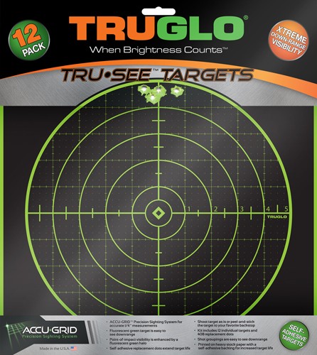 TRUGLO TRU-SEE REACTIVE TARGET – 100 YARD 12″X12″ 12-PACK
