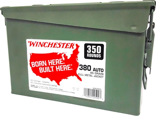 WINCHESTER 380ACP 95GR FMJ-RN – CASE OF (2) 300RD CANS