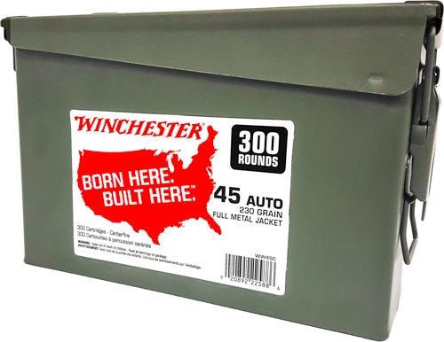 WINCHESTER 45 ACP 230GR FMJ-RN – CASE OF (2) 300RD CANS