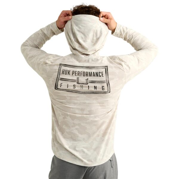 Huk Drift Performance Hoodie Long Sleeve Shirt Silver Birch Camo S