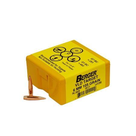 Berger VLD Target Bullets 6mm .243″ 105 gr HPBT 100/rd