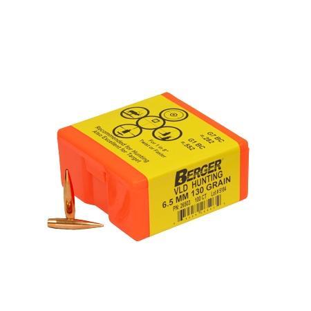 Berger Match Grade Hunting Bullets 6.5mm .264″ 130 gr VLD Hunter 100/ct