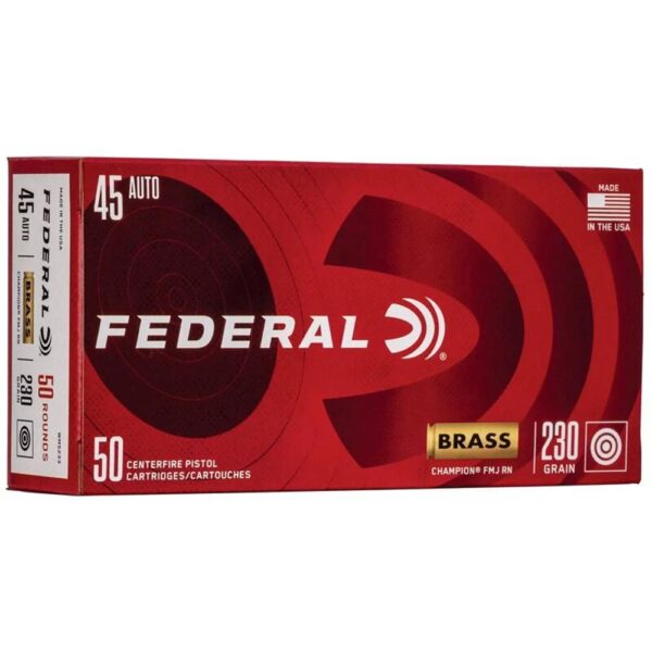 Federal Champion Training Handgun Ammunition .45 ACP 230 gr FMJ 830 fps 50/ct
