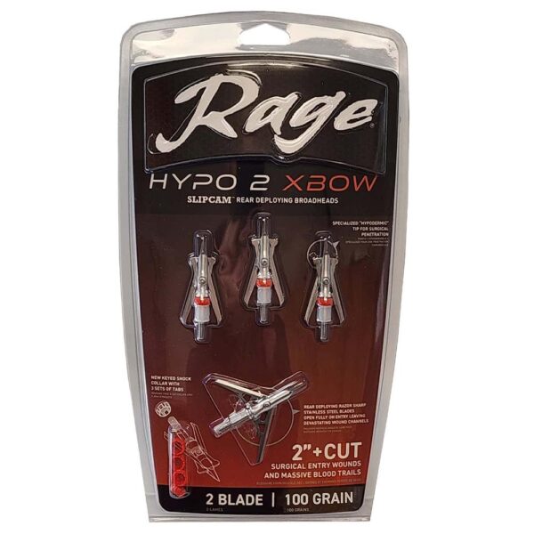 Rage Hypo 2 Crossbow Broadheads 100 gr 2″ 4/ct