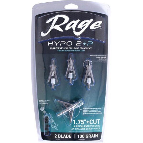 Rage Hypo 2 +P Broadheads 100 gr 1.75″ 4/ct