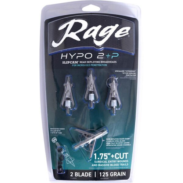 Rage Hypo 2 +P Broadheads 125 gr 1.75″ 4/ct