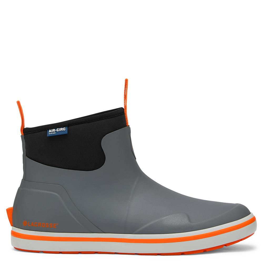 LaCrosse Mens Alpha Deck Boot 6" Grey/Orange Size 12