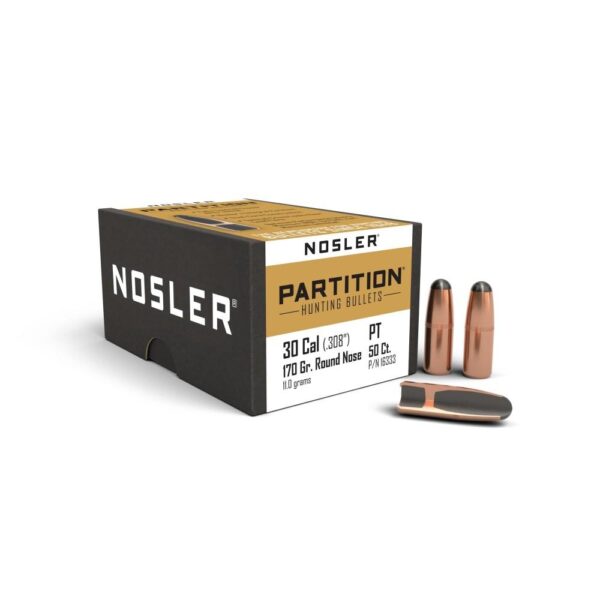 Nosler Partition Rifle Bullets .30 cal .308″ 170 gr RN 50/ct