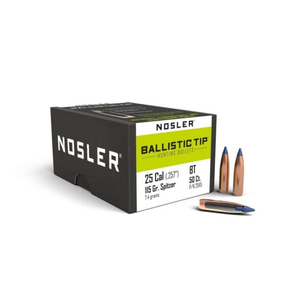 Nosler Ballistic Tip Hunting Rifle Bullets .25 cal .257″ 115 gr SBT-BTIP 50/ct