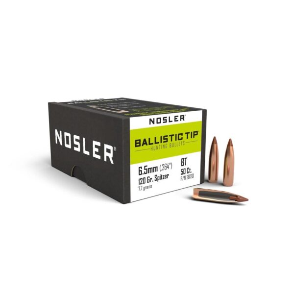 Nosler Ballistic Tip Hunting Rifle Bullets 6.5mm .264″ 120 gr SBT-BTIP 50/ct