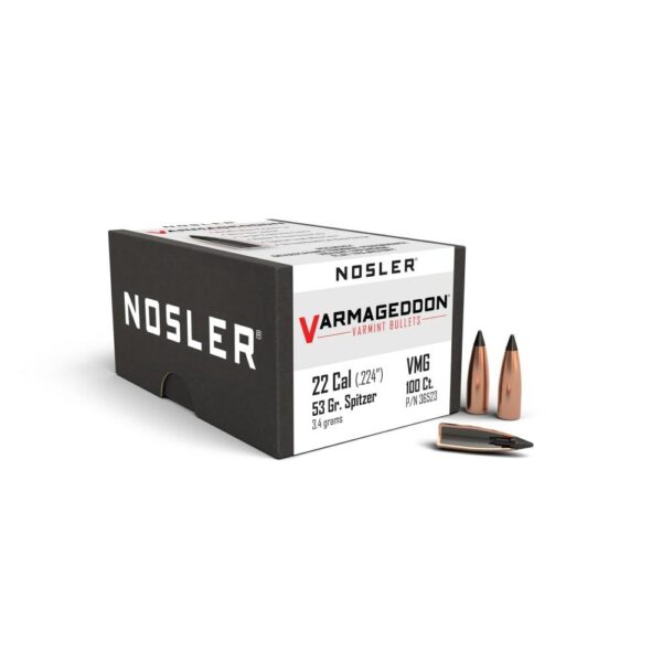 Nosler Varmageddon Rifle Bullets .22 cal .224″ 53 gr FB-TIPPED 100/ct