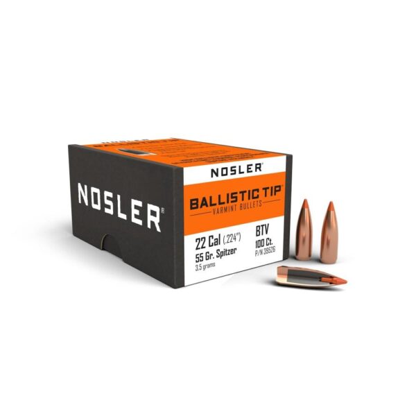 Nosler Ballistic Tip Varmint Bullets .22 cal .224″ 55 gr SBT-SB 100/ct