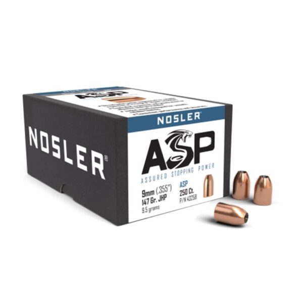 Nosler Sporting Handgun Pistol Bullets 9mm .355″ 147gr JHP 250/ct
