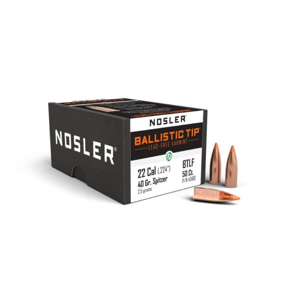 Nosler Ballistic Tip Lead Free Varmint Rifle Bullets .22 cal .224″ 40 gr SPTFB-BTLF 100/ct