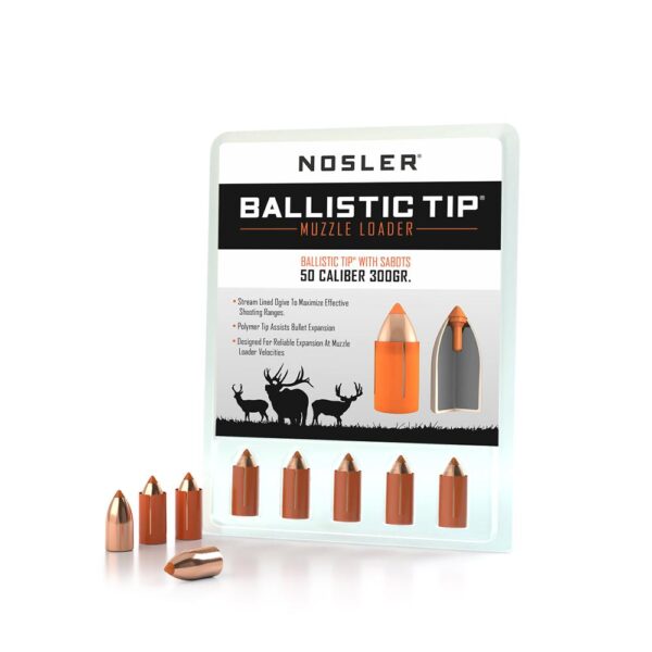 Nosler Ballistic Tip Muzzleloader Bullets .50 cal .458″ 300 gr Spitzer 15/ct