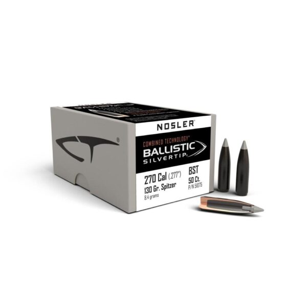 Nosler Ballistic SilverTip Hunting Rifle Bullets .270 cal .277″ 130 gr SBT-BSTIP 50/ct