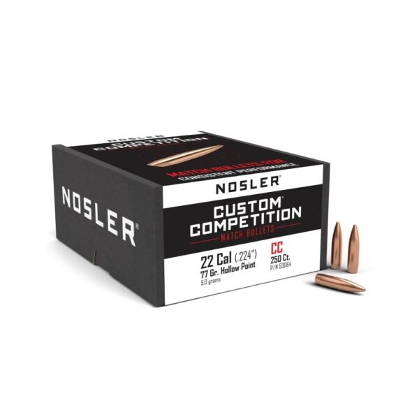 Nosler Custom Competition Rifle Bullets .22 cal .224″ 77 gr HPBT 250/ct