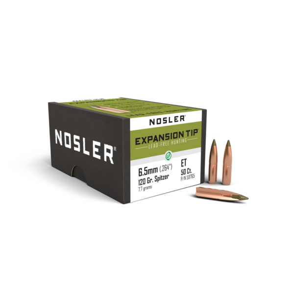 Nosler E-Tip Lead-Free Hunting Rifle Bullets 6.5mm .264″ 120 gr SPTZ E-TIP 50/ct