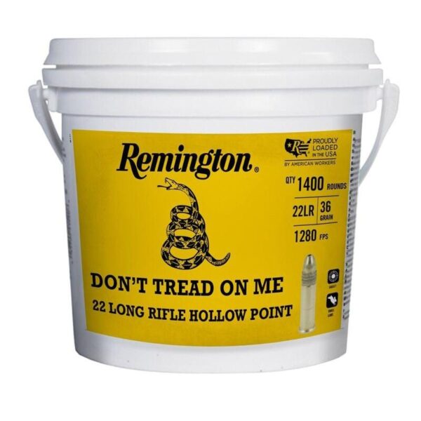 Remington Golden Bullet 250th Anniversary “Don’t Tread On ME” Ammunition .22 LR 36gr HP 1280 fps 1400/ct Bucket