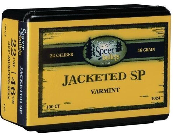 Speer Varmint Soft Point Rifle Bullets .224 cal .224″ 40 gr JSP 100/ct