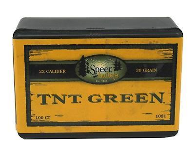 Speer TNT Green Rifle Bullets .22 cal Hornet .224″ 30 gr TNT- grN 100/ct
