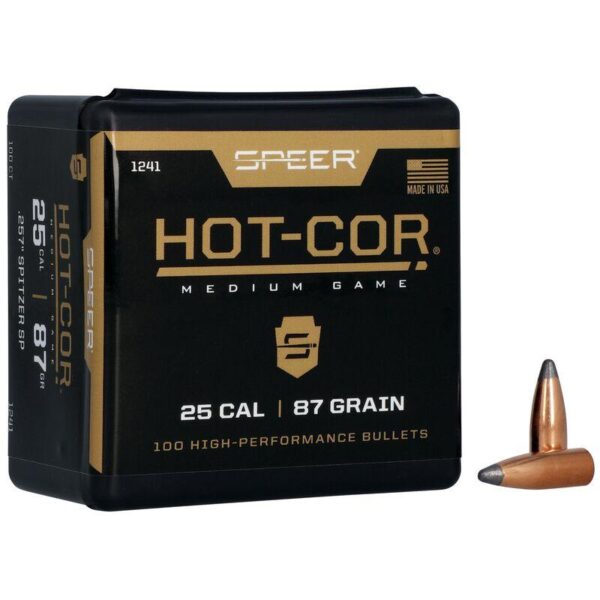 Speer Hot-Cor Rifle Bullets .25 cal .257″ 87 gr SSP 100/ct