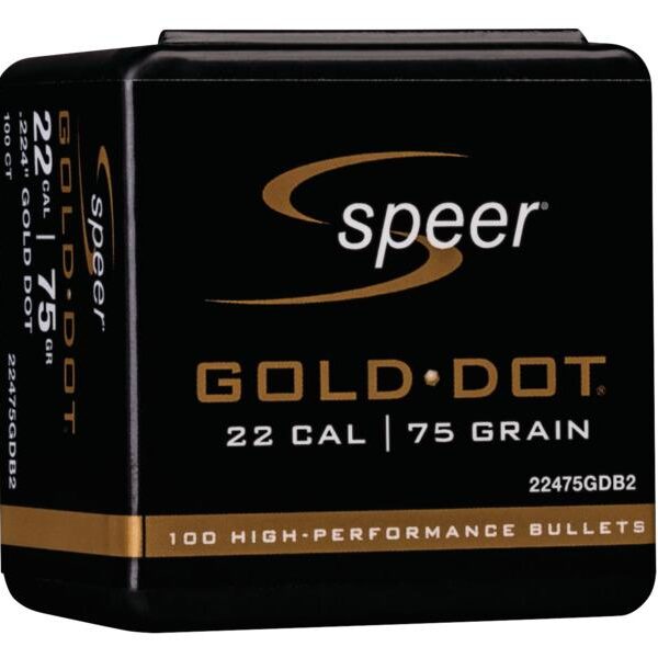 Speer Gold Dot Component Rifle Bullets .224 cal .224″ 75 gr GOLD DOT SP – 100/Box