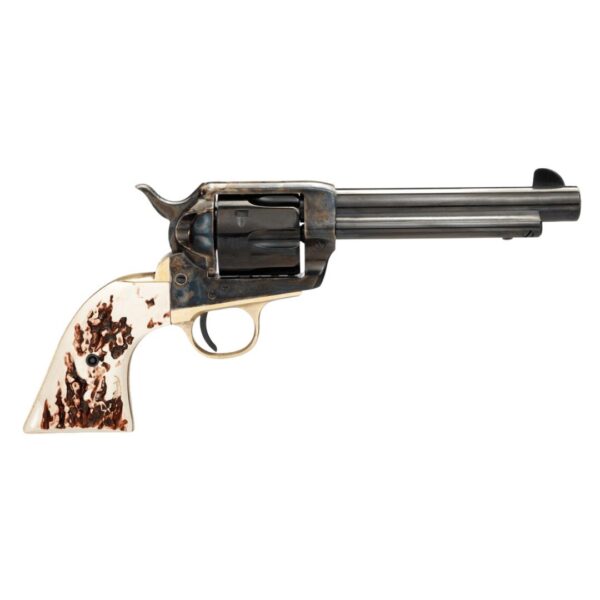 Taylor & Company 1873 Stag Grip Handgun .45 Colt 6rd Capacity 4.75″ Blued Barrel Stag Grip Case Hardened