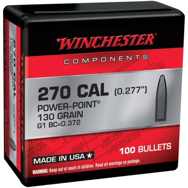 Winchester Rifle Bullets .270 Cal .277″ 130 gr PSP 100/ct