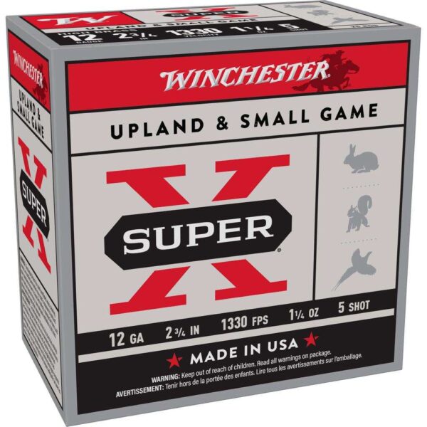 Winchester Super-X High-Brass Shotshells 12 ga 2-3/4″ 1-1/4 oz 1330 fps #5 25/ct