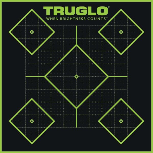 TRUGLO TRU-SEE Self Adhesive Targets – 5 Diamond 12×12 Green 12 Pack