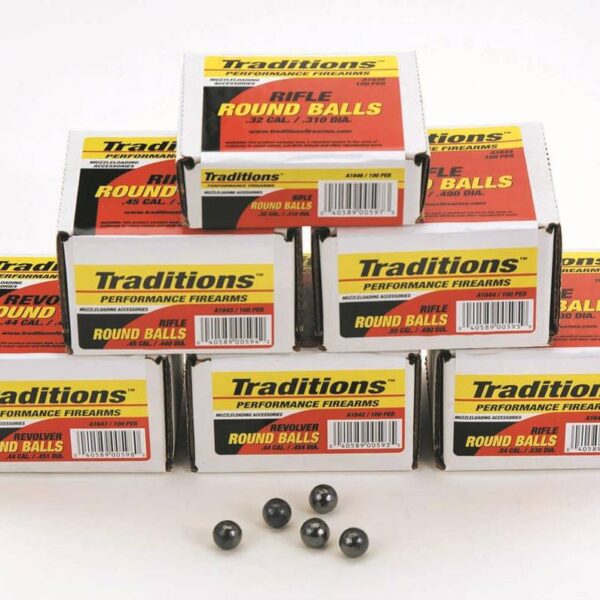 Traditions Muzzleloader Revolver Round Ball – Bulk Pack .44 cal .454″ 140 gr  100/ct
