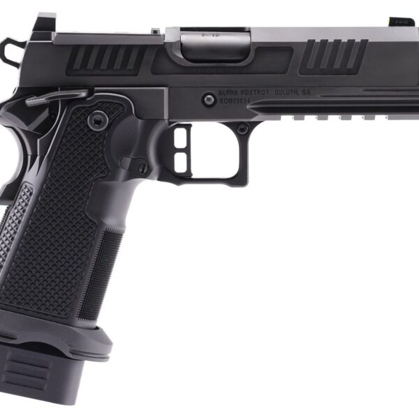 Alpha Foxtrot AF1911-Romulus MOS Adapter Handgun 9mm Luger 17(1) & 20rd(1) Magazines 4.25″ Comp Threaded Barrel DLC Black
