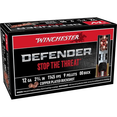 DEFENDER 12 GAUGE 2-3/4” 9 PELLETS #00 BUCKSHOT 100/BOX
