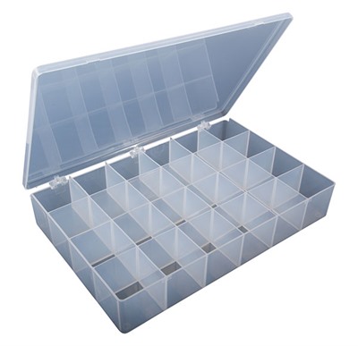 STORAGE BIN, 24 COMPARTMENT, 12-7/8”X8-5/8”X2-1/4”, 1 PACK