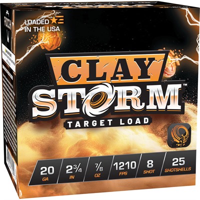 CLAY STORM 20 GAUGE 2-3/4” 7/8OZ #8 SHOT 1210 FPS 25/BOX