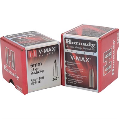 V-MAXÂ® 6MM CAL. (0.243”) 65GR POLYMER TIP BOAT TAIL 100/BOX