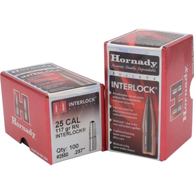 INTERLOCKÂ® 25 CALIBER (0.257”) 117GR ROUND NOSE 100/BOX