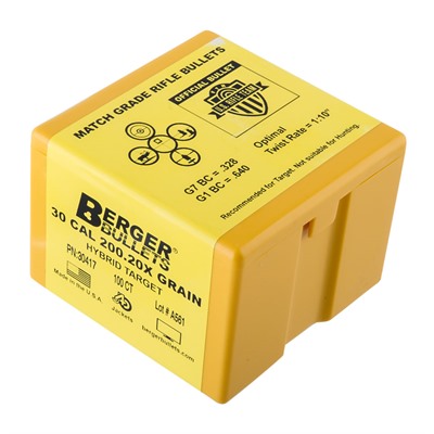 HYBRID TARGET 30 CALIBER (0.308”) 200.20X HYBRID BT 100/BOX