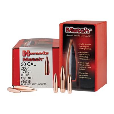 MATCH 30 CALIBER (.308”) 155GR BOATTAIL HOLLOW POINT 100/BOX