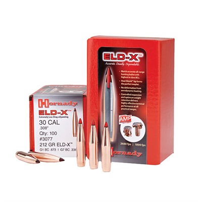 ELD-X 30 CAL (0.308”) 200GR POLYMER TIPPED BOAT TAIL 100/BOX