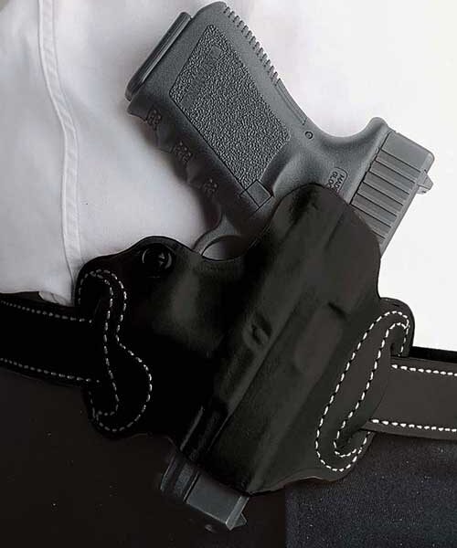 DESANTIS MINI SLIDE HOLSTER – OWB RH LEATHER S/A HELLCAT BLK